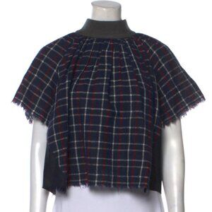 Sea New York Wool Plaid Print Crop Top